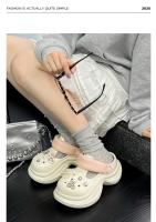 Nuevos zuecos de moda con bloques de color, cintura pequeña, para mujer, con suela gruesa, que aumentan la altura y antideslizantes. - details 9