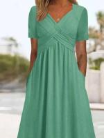 BUNO-Vestido de manga corta con cuello en V para mujer, moda de verano - details 8
