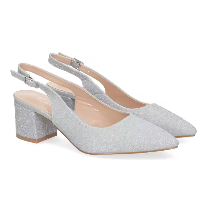 PuntoSalao Zapatos plateados de tacón bajo cómodos para fiesta mujer YK261 para tus eventos y celebraciones - 1