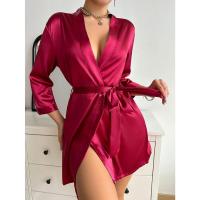Pijamas de verano para mujer, estilo europeo y americano, delantal de gasa, albornoz sexy, vestido tejido a mano de seda helada. - details 16