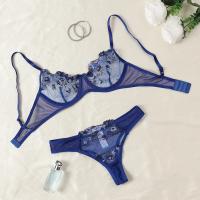 Conjunto de lencería Sexy exótica, sujetador de encaje transparente para mujer, tentación transparente, sujetadores florales bordados, conjuntos de ropa interior Push Up - details 5