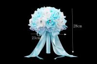 Ramo de novia hecho a mano, accesorios de flores artificiales, rosa, ramos de novia, boda, azul y blanco - details 0