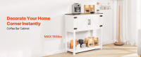 SucceBuy Farmhouse Coffee Bar Gabinete, 31.5 x 13.8 x 34.6 pulgadas, con almacenamiento de tres niveles y puertas magnéticas, para sala de estar - details 0