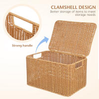 Cestas de almacenamiento tejidas con tapa para ropa con tapa, ropa receptora, Cubo de juguete decorativo - details 3