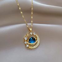Collar de Circonio con Colgante de Luna y Planeta Joyería de Lujo para Mujer, Acero de Titanio, Mariposa, Gota de Agua, Cadena de Clavícula - details 1