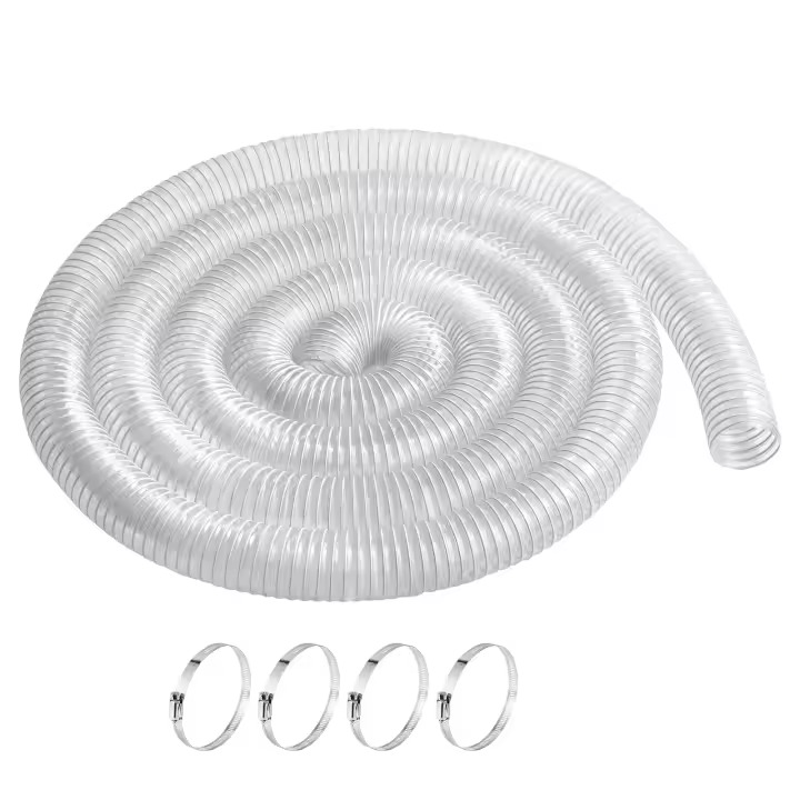 SucceBuy Manguera de recolección de polvo de 2,5 x 20 pies, manguera transparente Flexible de PVC engrosada para taller - 1