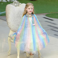 Girl Costume Children Elegant Dress Cape Kids Christmas Halloween Party Supply Girl Tulle Cloak Elsa Rapunzel Cosplay Accessory - details 1