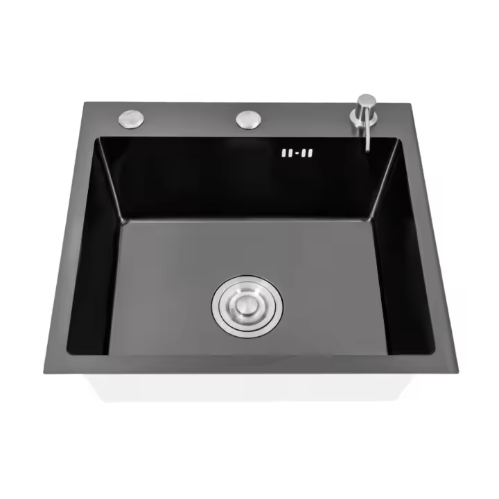 Fregadero de acero inoxidable con dispensador de jabón y tubo, fregadero de cocina Rectangular, 1 unidad - 1