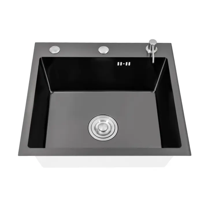 Fregadero de acero inoxidable con dispensador de jabón y tubo, fregadero de cocina Rectangular, 1 unidad - 1