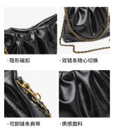 Bolsos de mujer de gran capacidad a la moda, nuevo bolso de mensajero de cadena plisada con textura de alta calidad en color sólido. - details 7