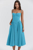 Vestido de mujer sin mangas y hombros, diseño elegante, vestido de corte - details 19