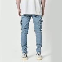 Jeans Skinny Ruptured Moda Callejera Para Hombres Con Multiple Bolsillos Largos Cargadores Elásticos Suaves De Denim Slim Fit Pantalones De Verano Y Otoño - details 7