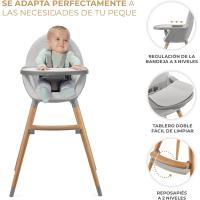bebé 2 en 1, Silla Infantil, Trona portatil, Patas de Madera, Bandeja Ajustable, Fácil de limpiar, para niños, Beige - details 20
