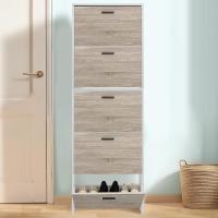 Mueble zapatero de 12 pares - Estantería de gran capacidad para vestíbulo o pasillo - (ancho) 60 x (profundidad) 24 x (alto) 80 cm - Madera clara blanca - details 126