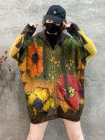 Masss-suéteres con capucha para mujer, ropa de moda de invierno, holgados cárdigans con estampado Floral, cálidos e informales de lujo, talla grande, 2024 - details 1