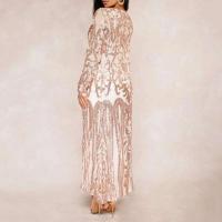 Maxi Abrigo de Séquin Elegante Blusa de Fiesta Abierta Vintage para Mujeres Moda de Cálida - details 8