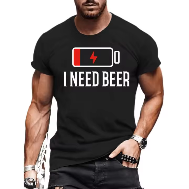 Camiseta Casual para Hombres Cuello Redondo, Manga Corta, Poliéster Suave, Todas las Temporadas, Lavable en Máquina Camiseta Gráfica Audaz para Adultos - 1