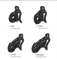 Dispositivo de castidad masculina, jaula con 4 anillos, candado, jaula para pene, correa de sujeción, juguete fetiche masculino - details 3