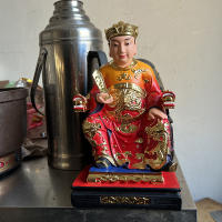 Resina de cuerpo dorado chapada en oro de 12 pulgadas con nombre del maestro pintado y estatua de Buda del dios de la estufa - details 1