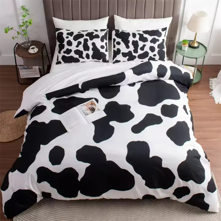 Juego de Ropa de Cama de Vaca Impresa Tamaño Lata, Juego de Cama con 2 Fundas de Almohada - 1