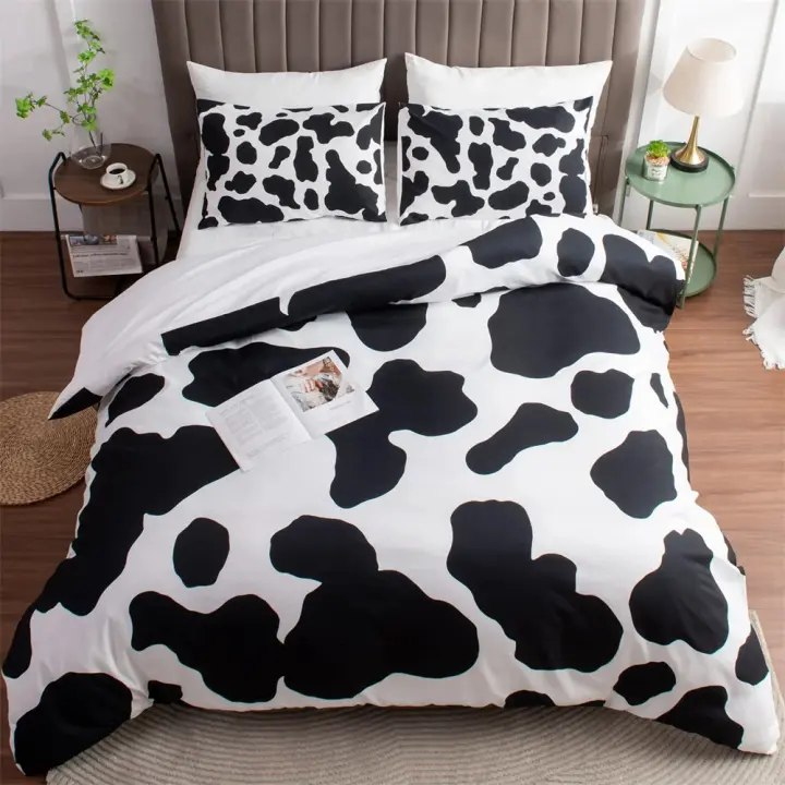 Juego de Ropa de Cama de Vaca Impresa Tamaño Lata, Juego de Cama con 2 Fundas de Almohada - 1