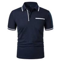 Camisetas transpirables de manga corta para hombre, polo ligero de color sólido, top básico suelto de moda con bolsillos, verano - details 7