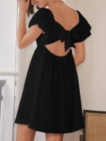 Vestido de cuello V de mujer vestido relajado y casual corto - details 11