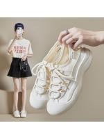 Zapatos de lona huecos para mujer, verano 2025, nuevos zapatos blancos planos para estudiantes, transpirables, de medio dedo. - details 1