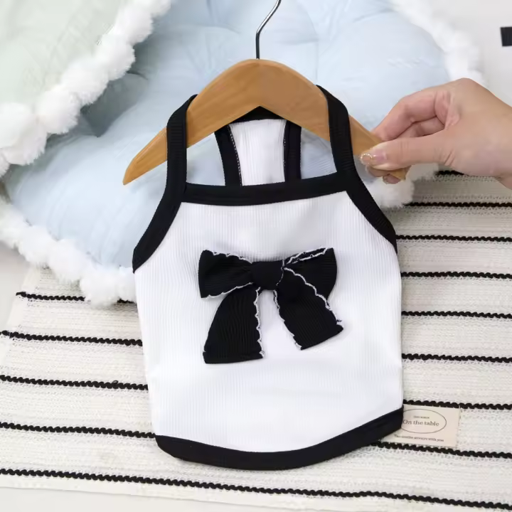 Chihuahua Bowknot primavera chaleco suave suministros para perros camiseta sin mangas linda ropa para mascotas gato - 1