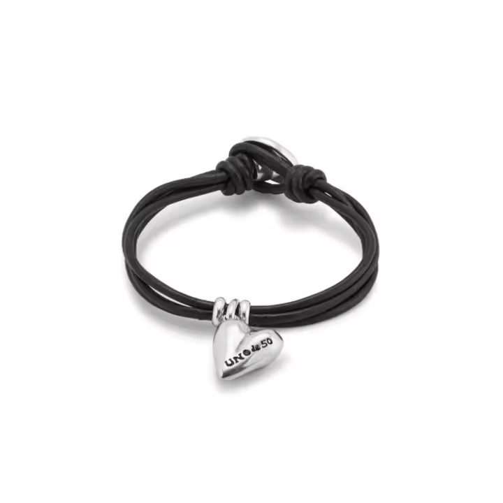 Pulsera de cuero con colgante de corazón UNO, colección de joyería de moda dulce y delicada. - 1