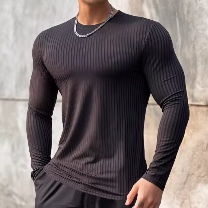 Camiseta de manga larga para hombre, camiseta de primavera y otoño. - 1