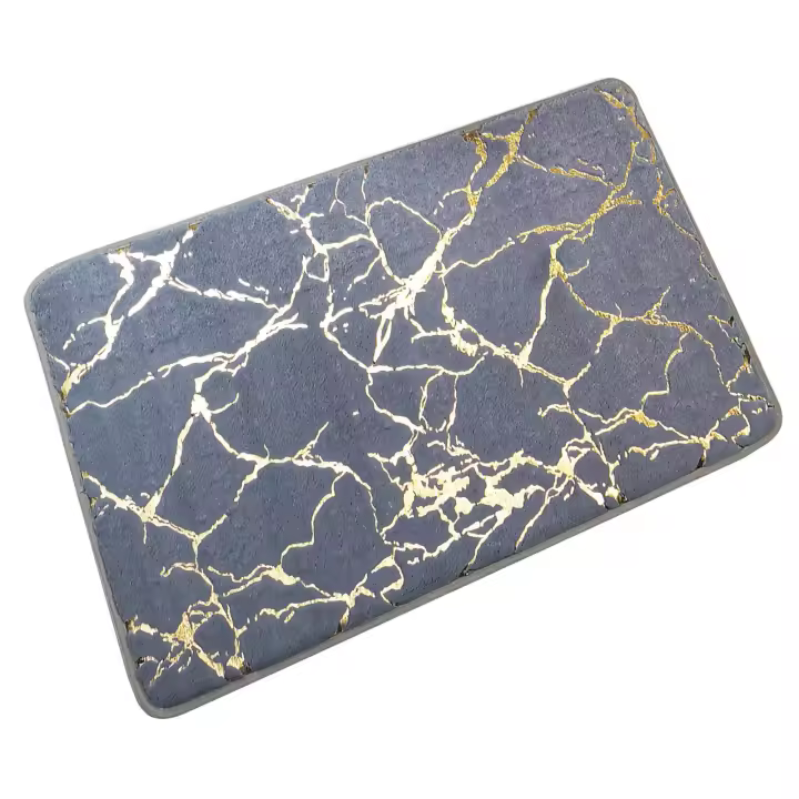 Alfombra de Baño en Mármol Dorado y Blanco Suave y Antideslizante para Interior y Exterior Alfombra Absorbente Personalizada para Decoración del Hogar - 1