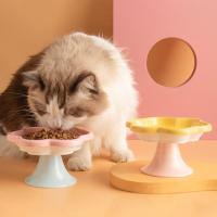 Cuenco de cerámica antivuelco para gatos, cuenco antideslizante antivómitos para mascotas, cuenco de pie alto, bonito con diseño de flores, alimentador para beber y comer para mascotas - details 5