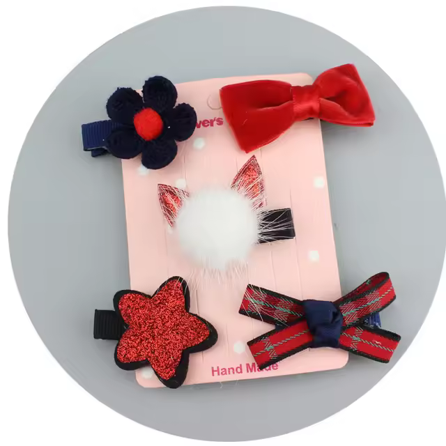 1 juego = 5 uds. Pinzas para el pelo con lazo de flores para niña - 1