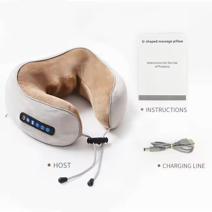 Almohada en forma de U para el cuello, masajeador eléctrico con carga USB, portátil, relajante, Protector para el hogar y el coche - 1