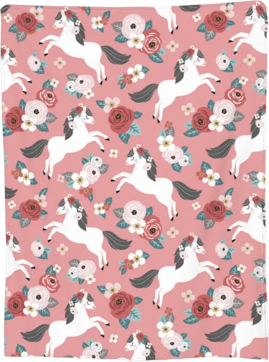 Manta Suave Cálida de Caballo Rosa Vintage Ligera, Cómoda para Todas las Estaciones, Ideal para Cama y Sofá - 1