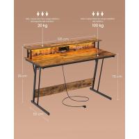 Mesa de Juegos con Luces LED y Enchufes Tamaño 60 x 120 x 76cm Elegancia Rústica Marrón - details 16