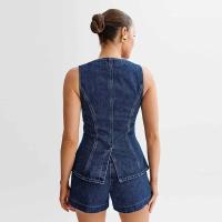 Vestido vaquero largo sin mangas para mujer, traje Sexy con abertura lateral, cuello vuelto, novedad de verano 2024 - details 40