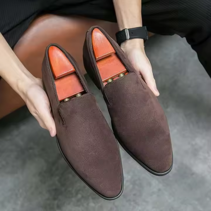 2024 zapatos puntiagudos ocasionales del negocio de los hombres del cuero del ante de la oficina del nuevo producto Chaussures Homme Cuir - 1