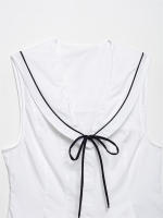 OUWU Top de Arco Decorativo Sólido de Color Elegante Cuello en V sin Mangas - details 3