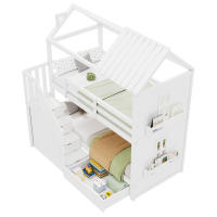 Cama de Almacenamiento para Niños Multifuncional, Escalera de Almacenamiento, Cajones, Espacio de Almacenamiento Extra Grande Sin Colchón, Pino, MDF, Blanco - details 5