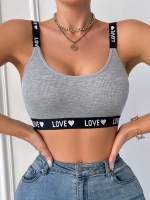 EasyFave Sujetador de punto con forma de corazón y letras para mujer - details 14