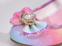 Zapatos de cuero de princesa con diamantes de imitación para niñas, zapatos de tacón alto con purpurina para baile, lentejuelas de moda, zapatos de fiesta de boda para niños - details 5