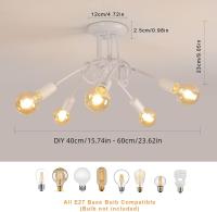 Goeco Lámpara de Araña 60W Vintage para Dormitorio Salón Luz de Techo Montada en el Techo Bombillas Incandescentes de Hierro 5 Bases E27 - details 5