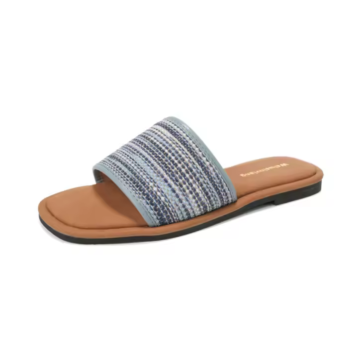Chanclas planas trenzadas para mujer, ropa de verano retro con falda, sandalias romanas - 1