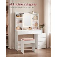Tocador Moderno con Luces LED Ajustables Mesa de Maquillaje con Espejo Compartimentos Abiertos - details 14