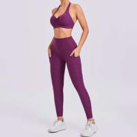 Leggings de dos piezas con espalda en V, gimnasio Tre, conjunto de entrenamiento para correr, ropa deportiva para mujer, traje de yoga - details 3