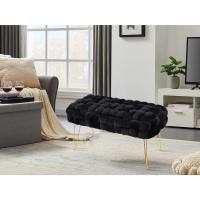Taburete Moderno de Terciopelo Otomano Rectangular con Patas de Metal Dorado Taburete Acolchado - details 21