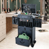 Carrito de Peluquería de Metal Universal Caja de Maquillaje con Cerradura Ruedable - details 0