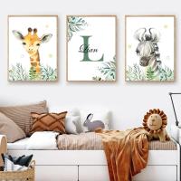Póster de Animales de Dibujos Animados Pintura Personalizada de Lión Elefante en Lienzo - details 3